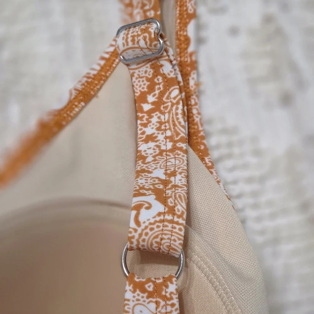 Denim & Co. Womens Beach Surplice One-Piece with Ruching Desert Paisley‎ Size 16